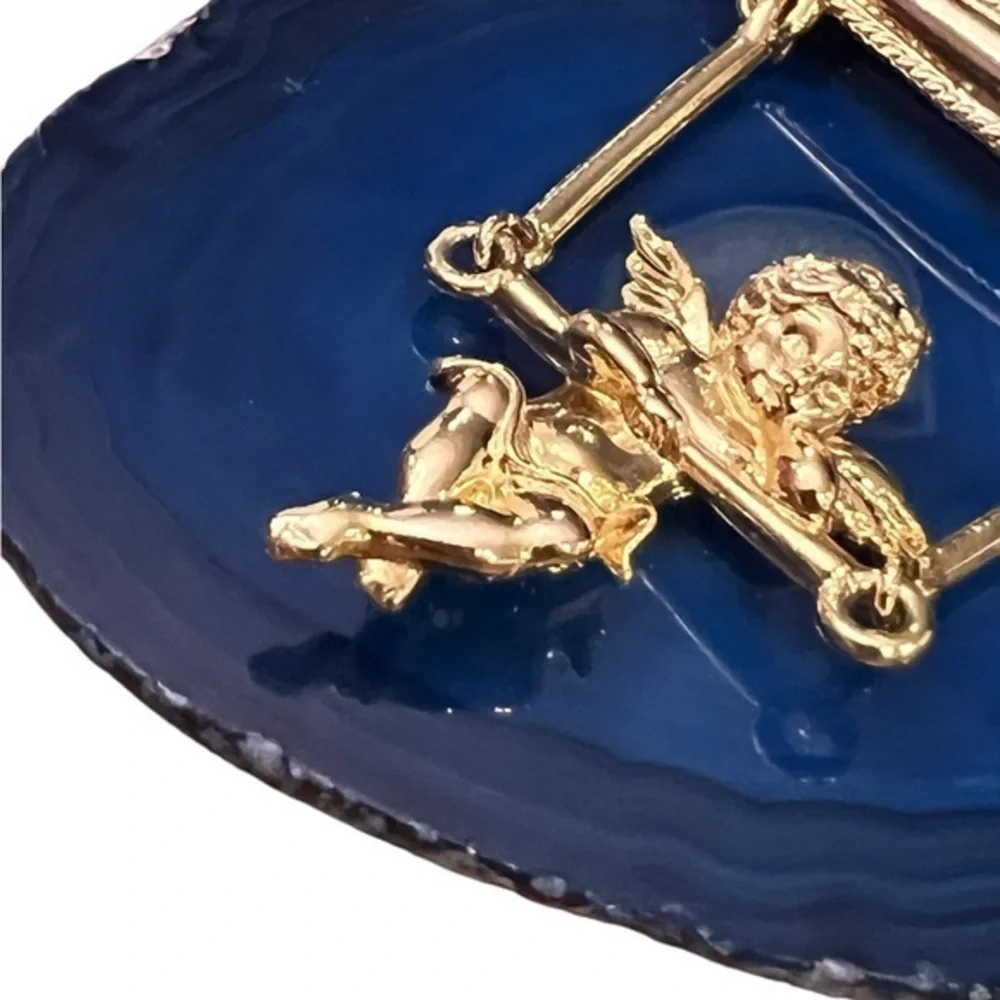 VTG Estate‎ Gold Tone Swinging Angel Cherub Brooch Pin 2.5” Church Christmas